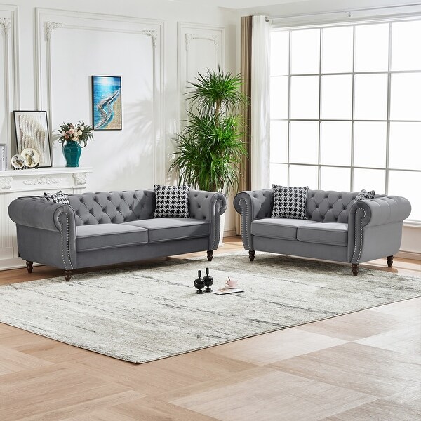 3+2 Seater Chesterfield undefinedvelvet upholstery fabric Sofa